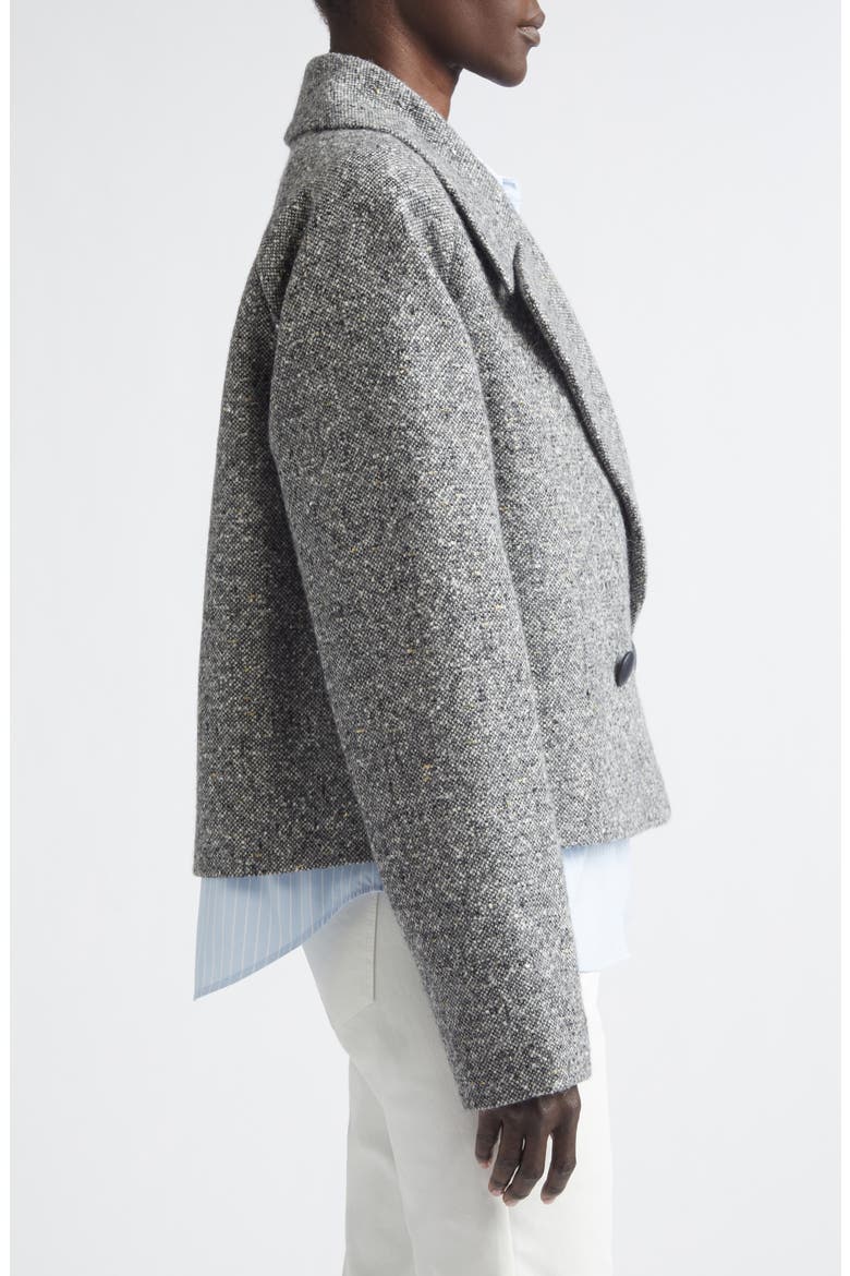 Wide Lapel Alpaca & Wool Blend Jacket, Alternate, color, GRAPHITE MULTI