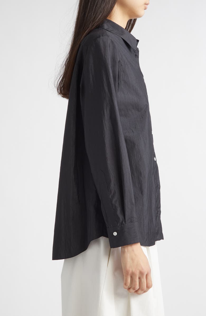 PARTOW Bryant Nylon & Silk Button-Up Shirt, Alternate, color, Black