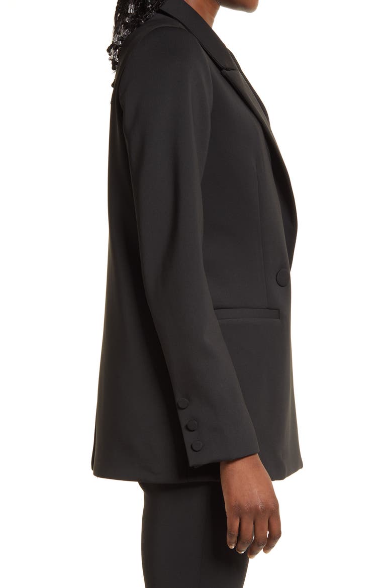 Shiny Scuba Knit Blazer, Alternate, color, BLACK001