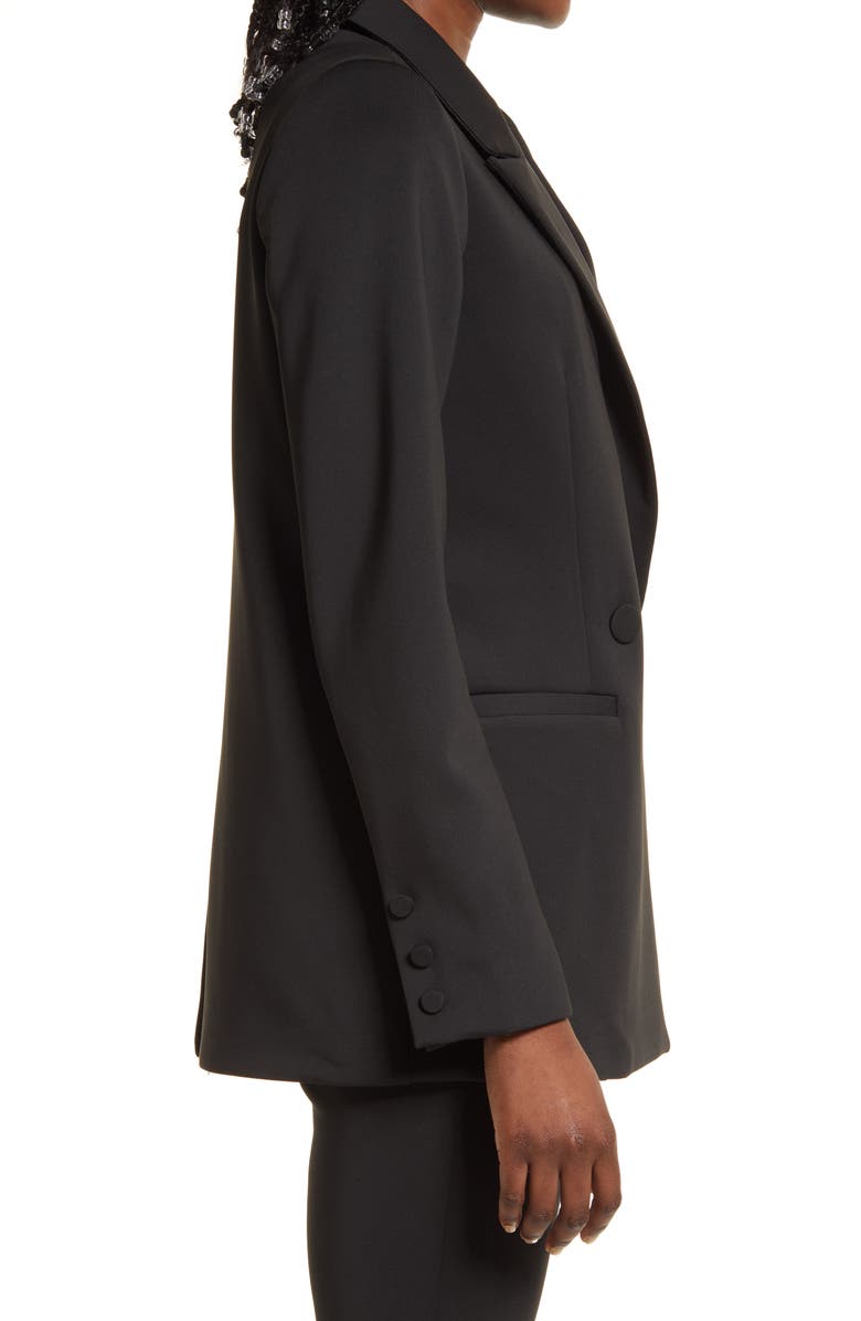 Good American Shiny Scuba Knit Blazer, Alternate, color, Black001