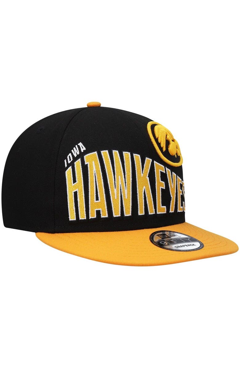 New Era Men's New Era Black Iowa Hawkeyes Two-Tone Vintage Wave 9FIFTY Snapback Hat, Alternate, color, Black