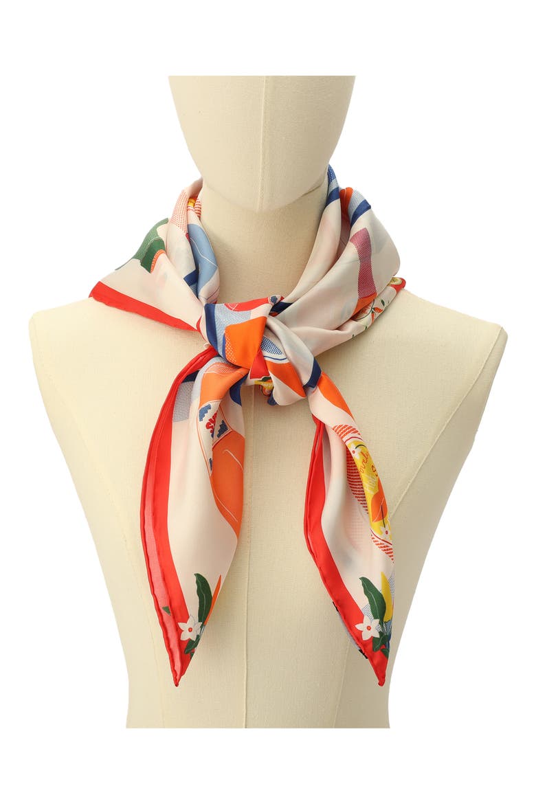hot sauce silk square scarf, Alternate, color, RED MULTI
