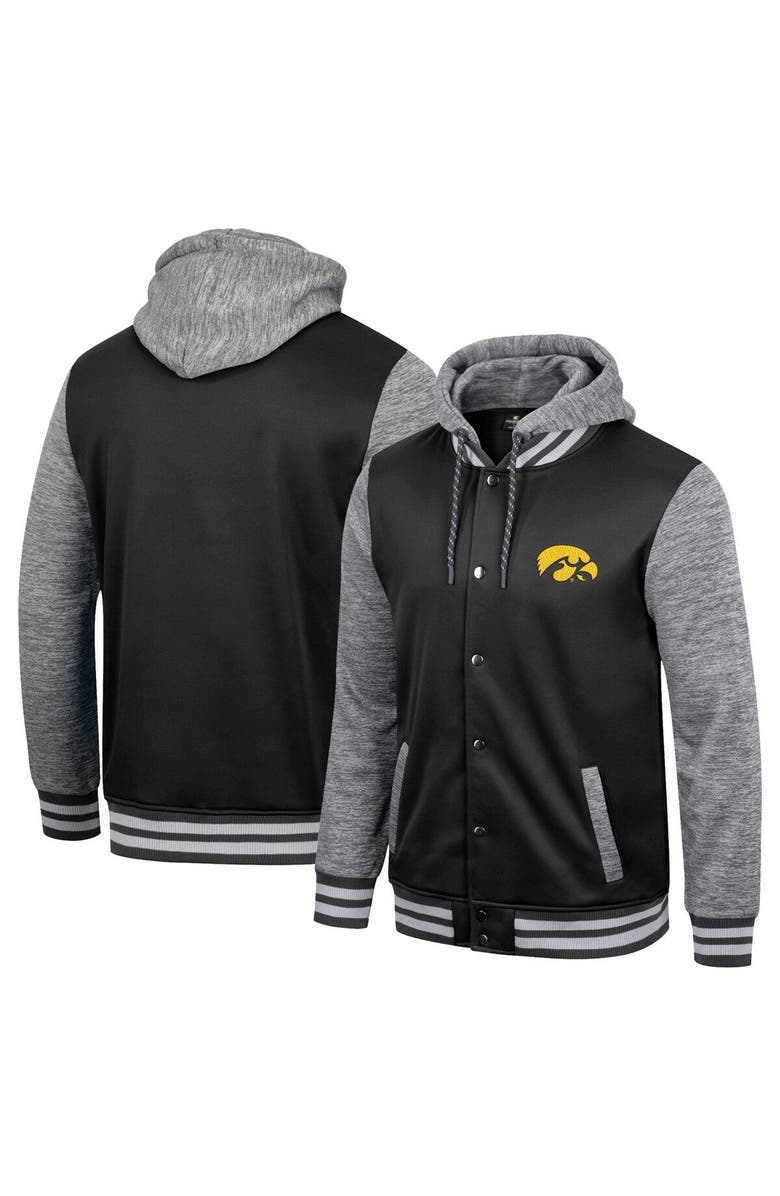 COLOSSEUM Men's Colosseum Black Iowa Hawkeyes Robinson Hoodie Full-Snap Jacket, Main, color, 