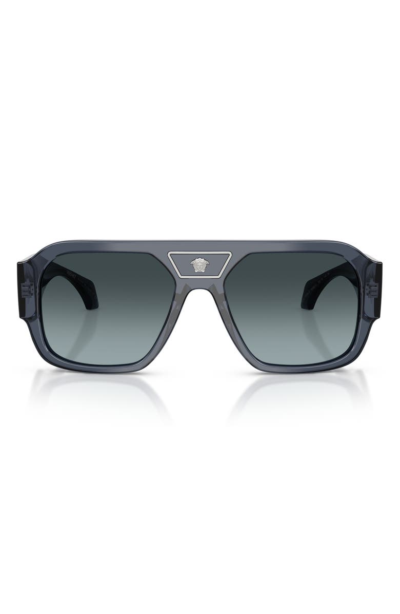 Versace 56mm Square Sunglasses, Main, color, Dark Blue / Blue Gradient Grey