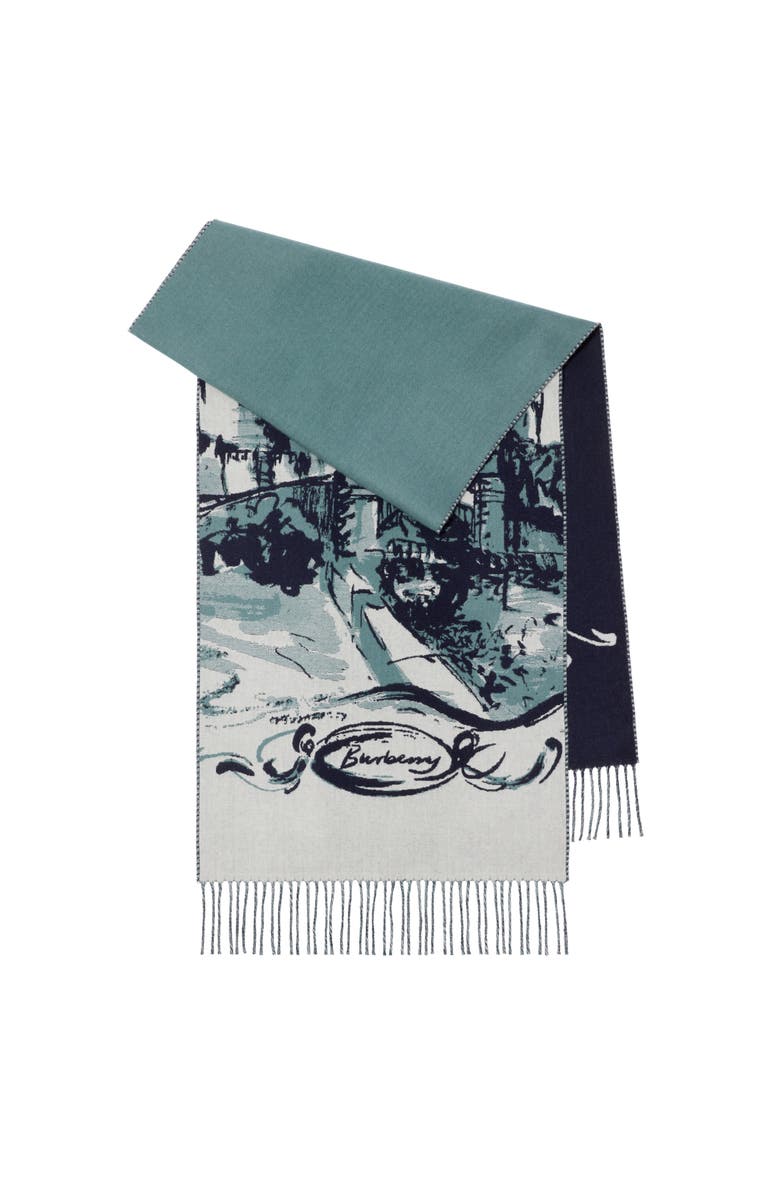 Burberry Castle Cashmere Scarf, Main, color, Navy