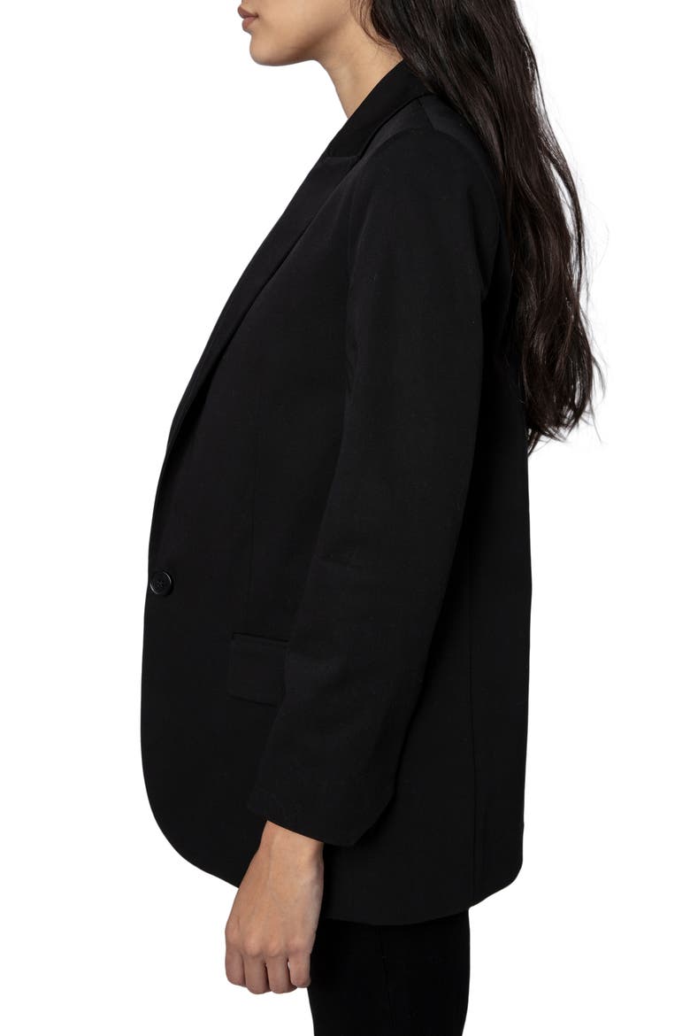 Viva Love Stretch Cotton Blazer, Alternate, color, NOIR