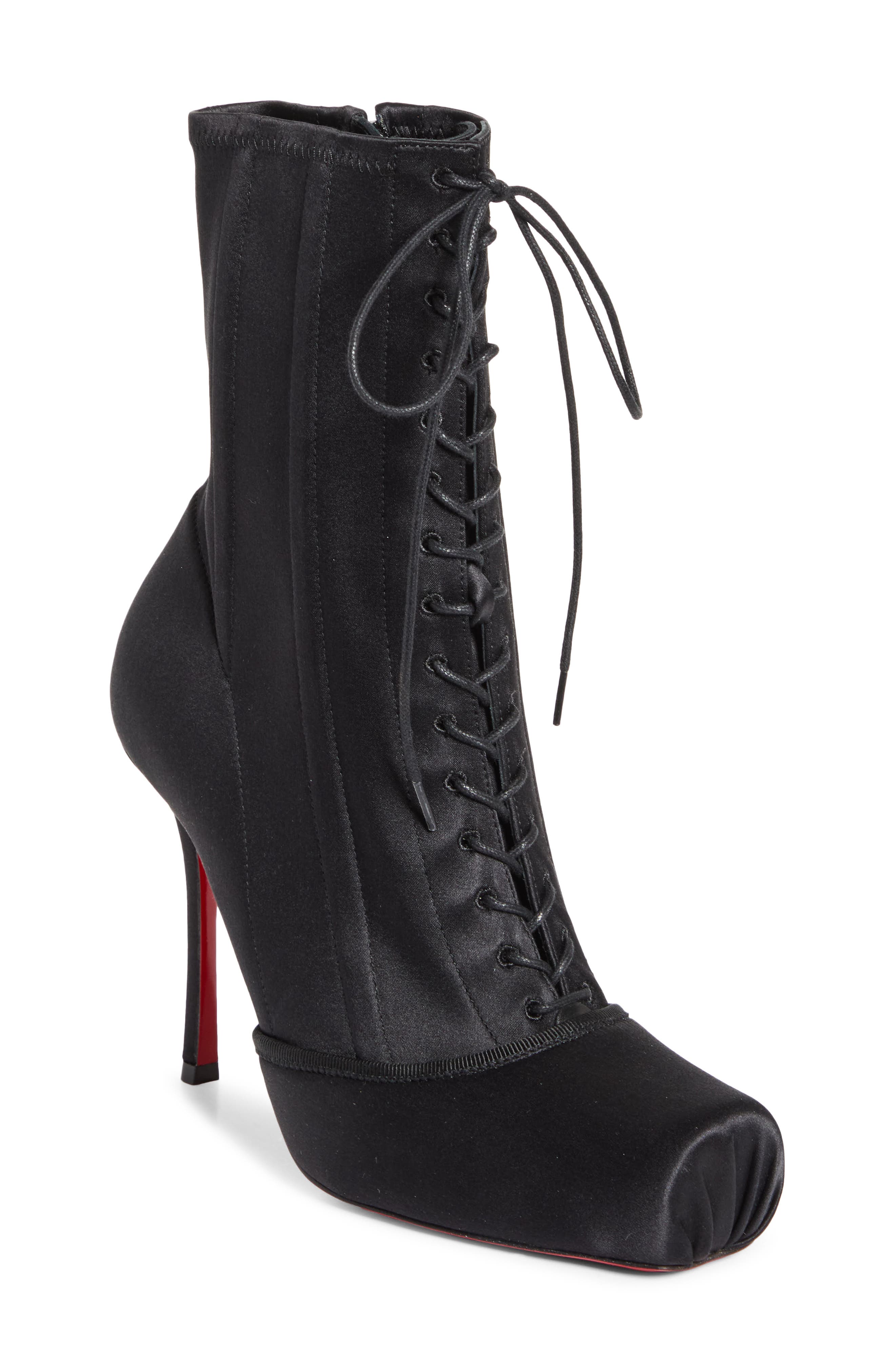 Christian Louboutin Cassia Pavlova Lace-Up Bootie, Main, color, Black