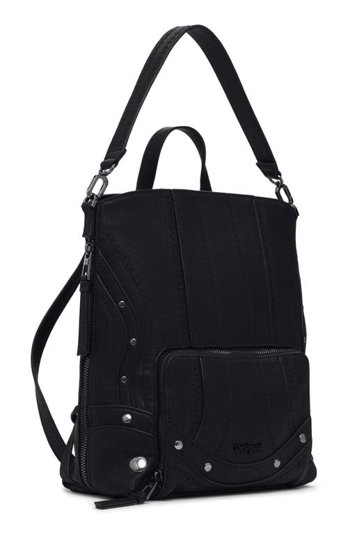 Desigual Mini Embroidered Faux Leather Backpack In Black