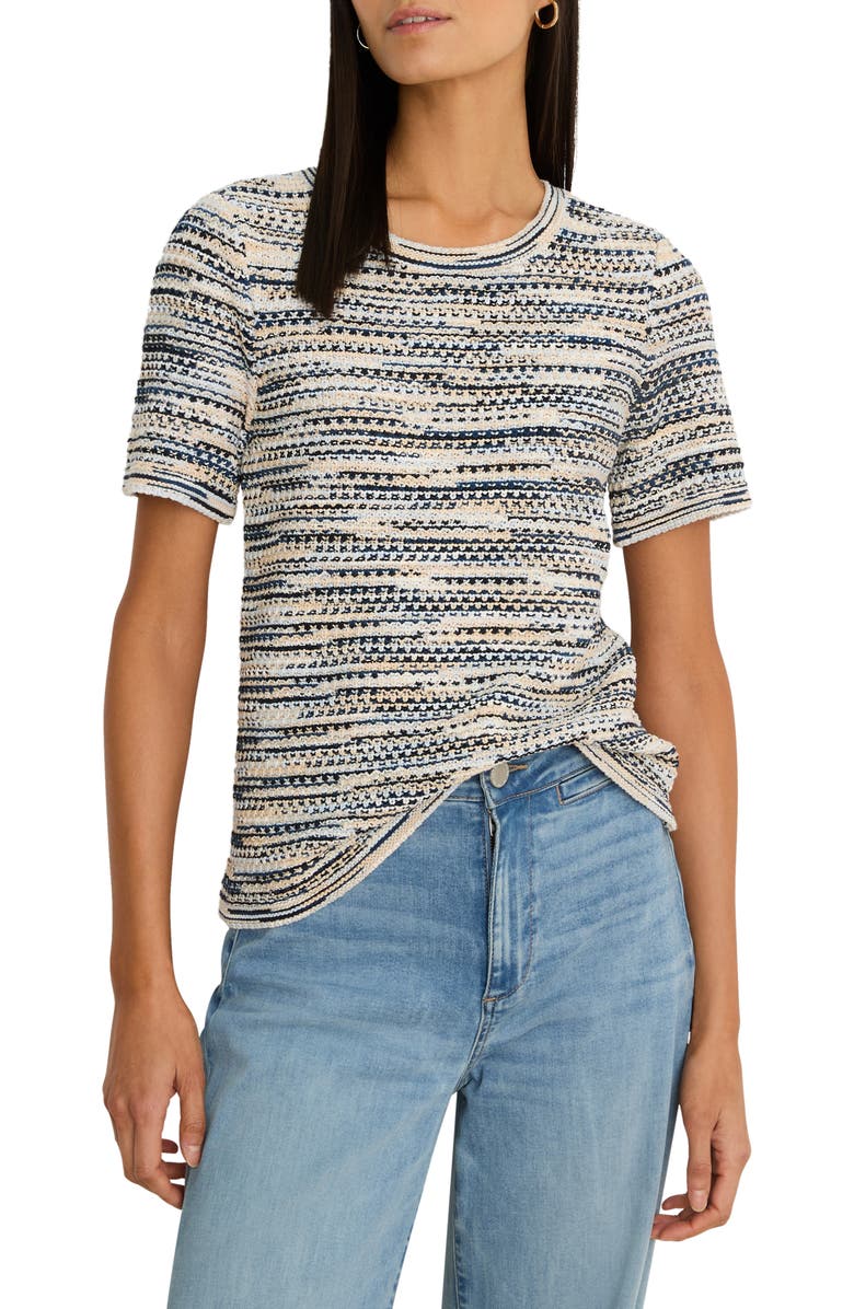 NIC+ZOE Space Dye Tuck Stitch Sweater, Main, color, Blue Multi