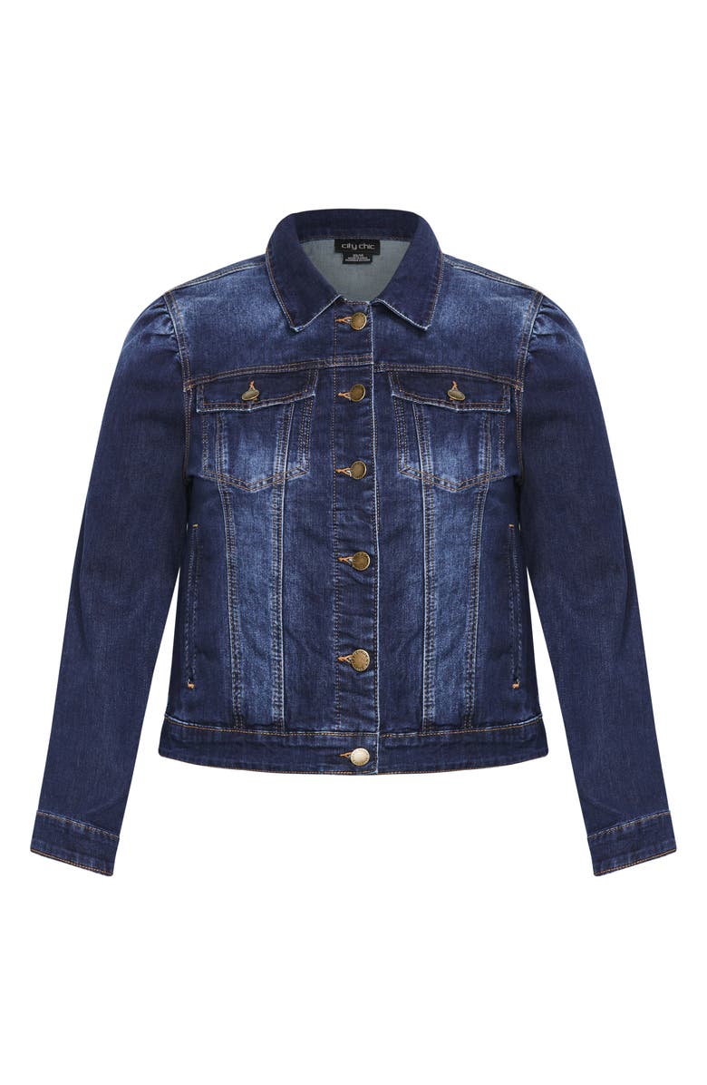 City Chic Kira Denim Jacket, Alternate, color, Dark Wash