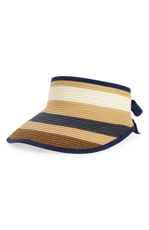 Cole Haan Stripe Packable Straw Visor In Brown