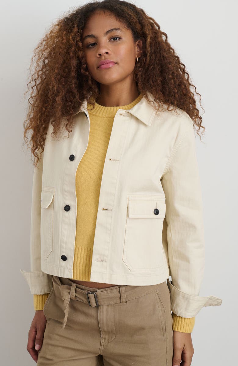 Alex Mill Marfa Crop Herringbone Twill Work Jacket, Alternate, color, Off White