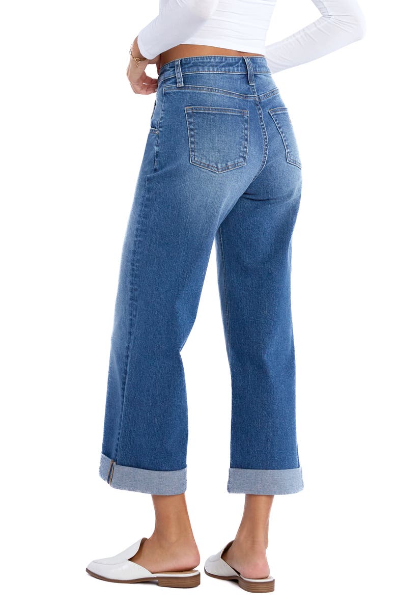 Wash Lab Denim High Waist Cuffed Wide Leg Painter Jeans, Alternate, color, Relaxed Blue