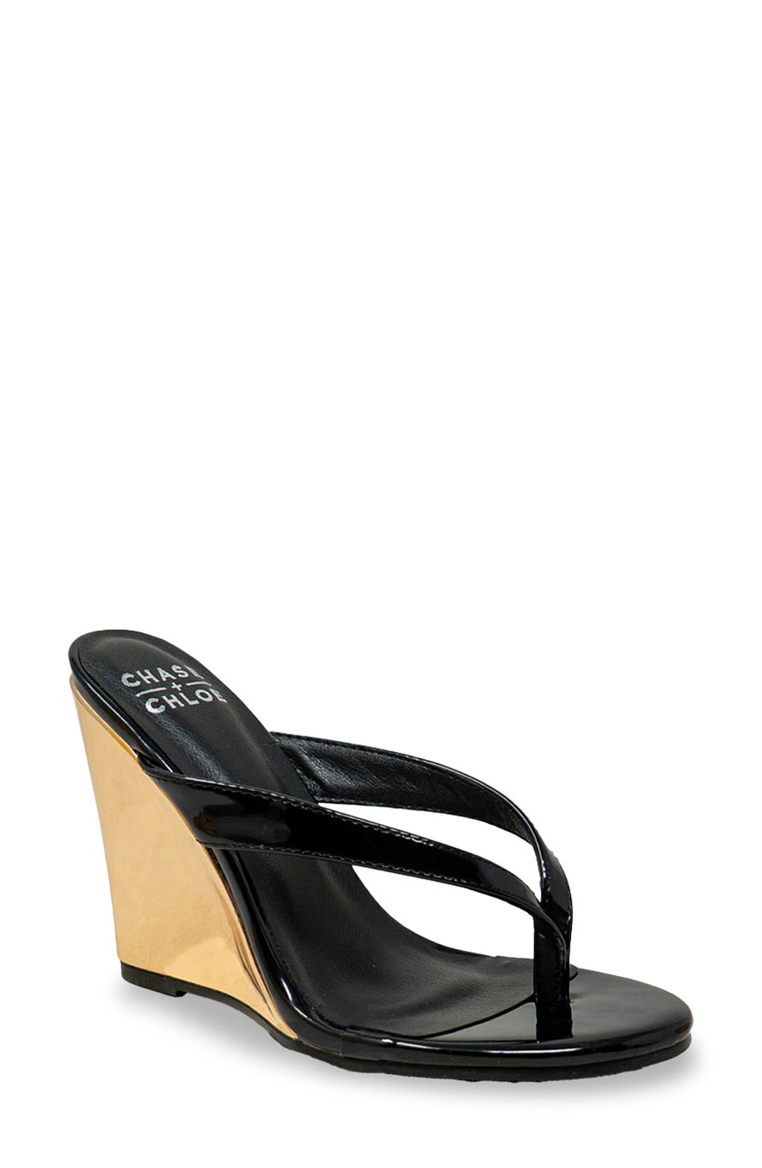 CHASE AND CHLOE Toe Post Wedge Sandal