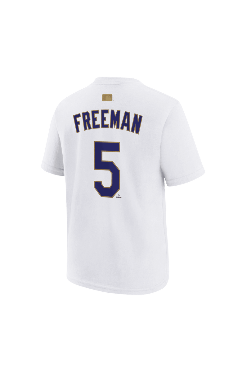 Nike Youth Nike Freddie Freeman White Los Angeles Dodgers 2026 Gold Collection Name & Number T-Shirt, Alternate, color, White