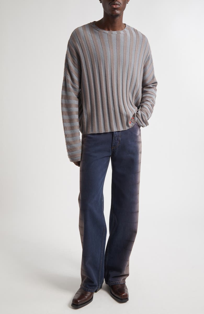 Eckhaus Latta Gender Inclusive Keyboard Stripe Merino Wool Sweater, Alternate, color, Heron