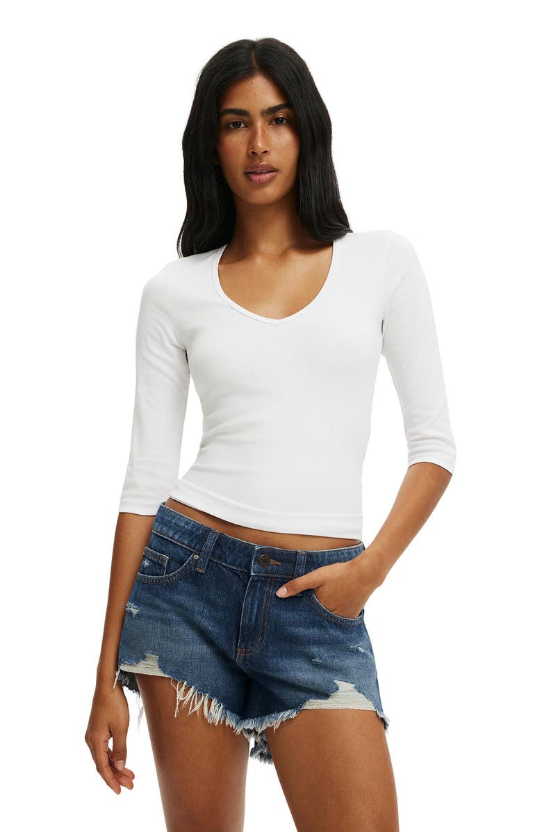 Cotton On Saturday Low Rise Denim Cutoff Shorts, Alternate, color, 
