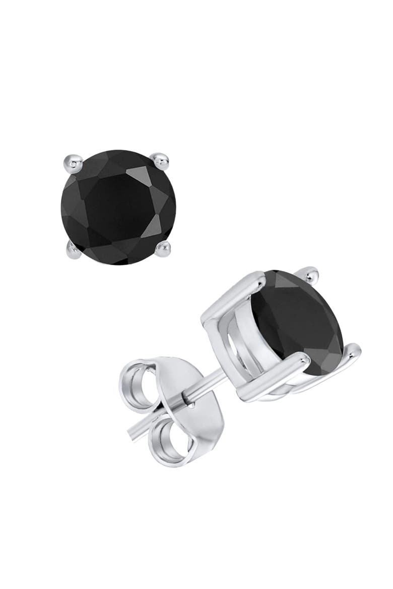 Sterling Silver Black Round Studs, Main, color, Black