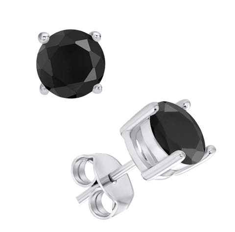 Sterling Silver Black Round Studs
