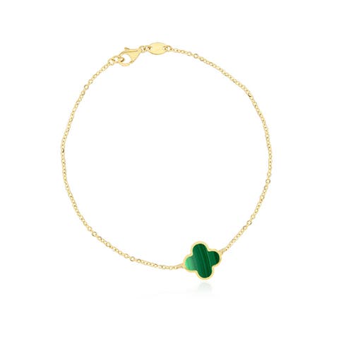 Small Malachite Single Clover Bracelet