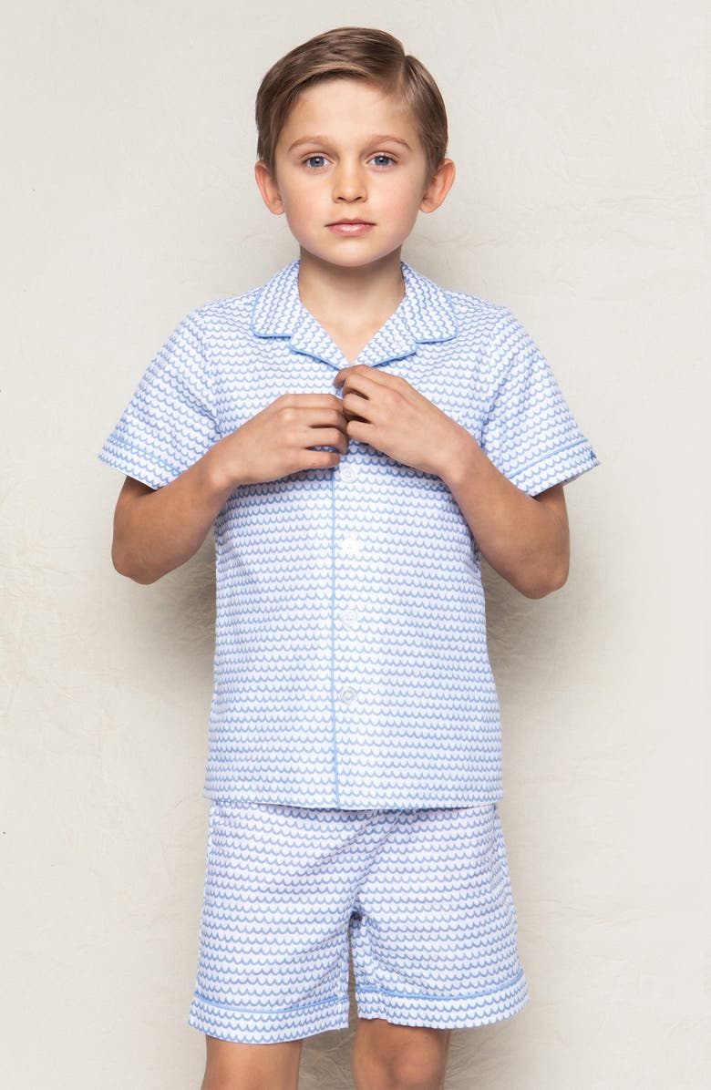 Petite Plume La Mer Two-Piece Short Sleeve Pajamas, Alternate, color, Blue