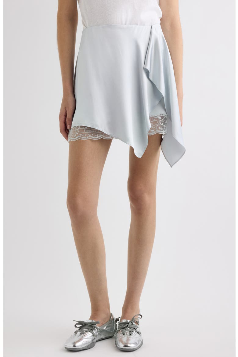 Inouki Ruffled Satin Skirt, Main, color, ICE BLUE