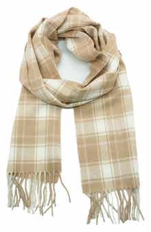 Portolano Checkered Fringe Cashmere Scarf