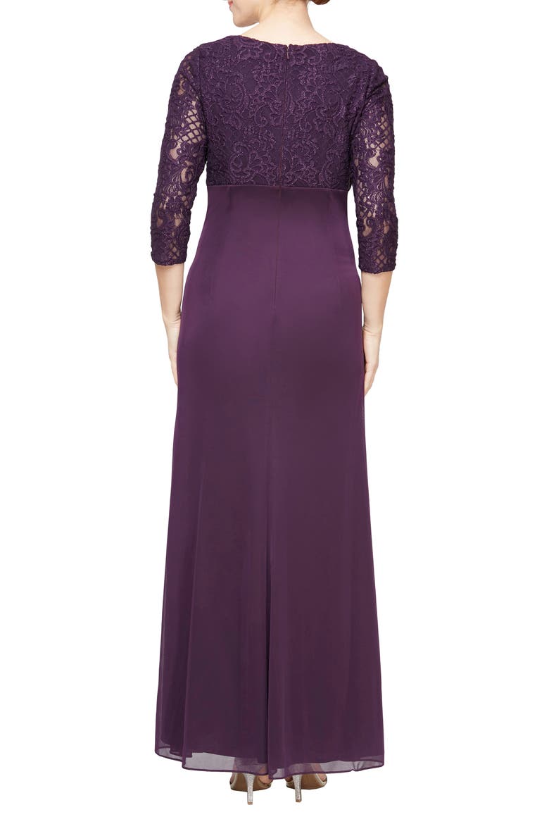 Sequin Embroidery Empire Waist Gown, Alternate, color, EGGPLANT