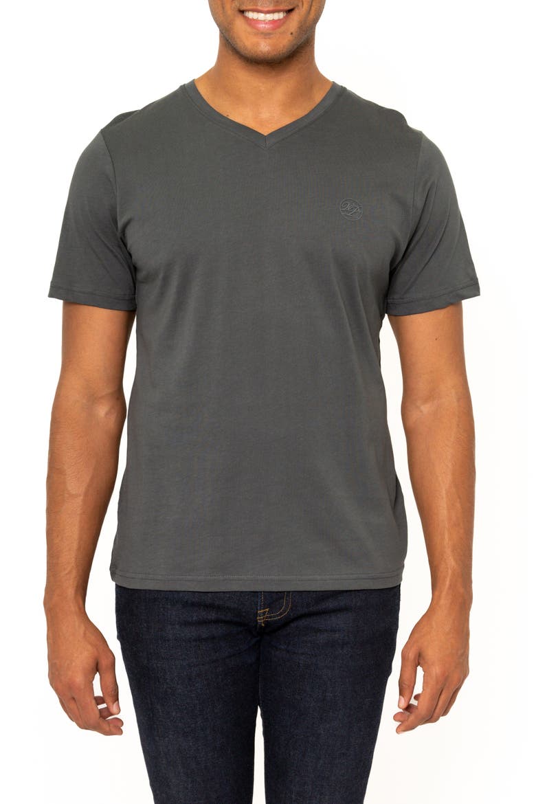 Montpellier V-Neck Cotton T-Shirt, Main, color, GREY