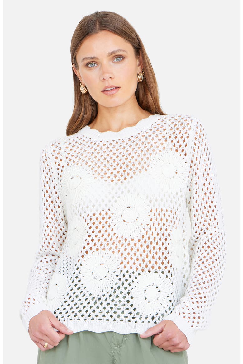 Flower Crochet Jumper, Alternate, color, White