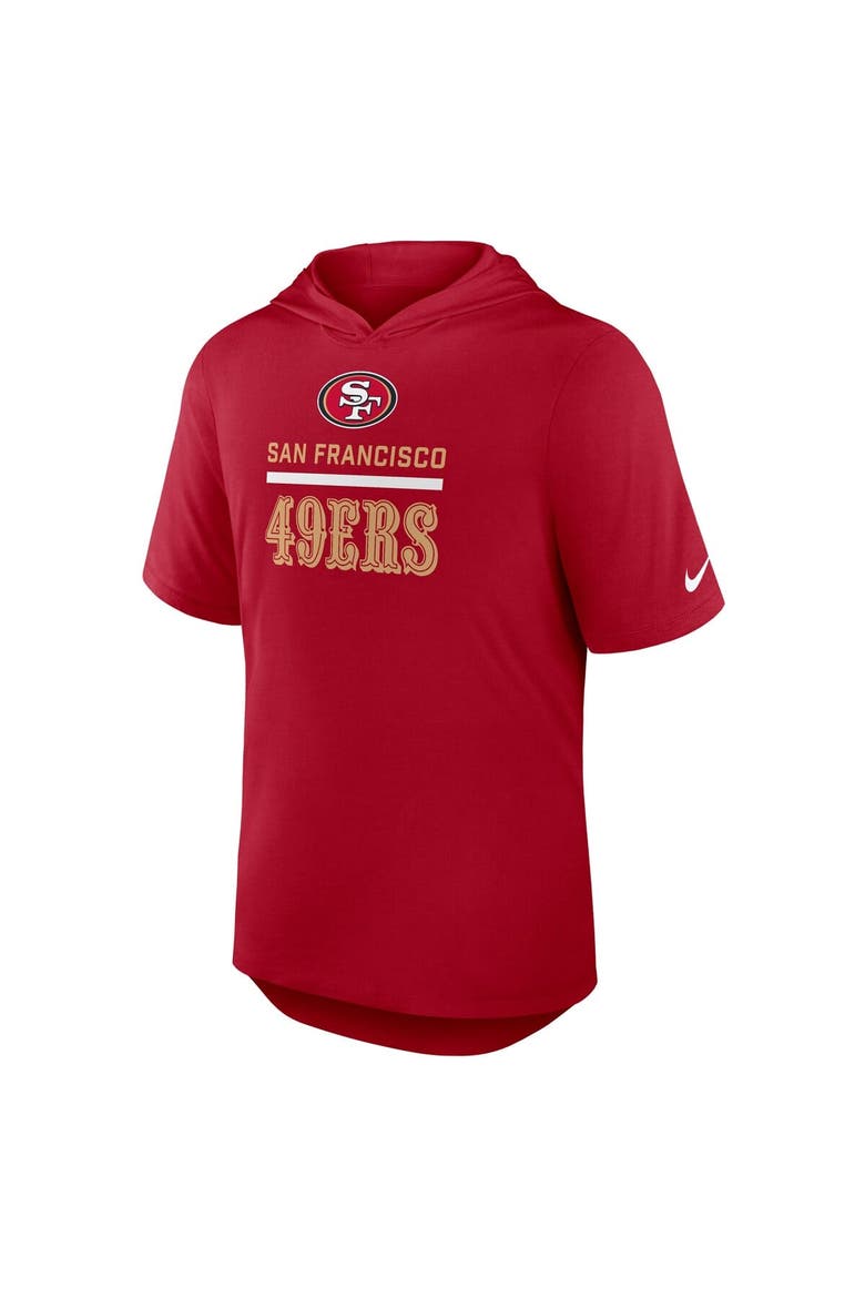 Men's Nike Scarlet San Francisco 49ers Lockup Tri-Blend Hoodie T-Shirt, Alternate, color, Scarlet