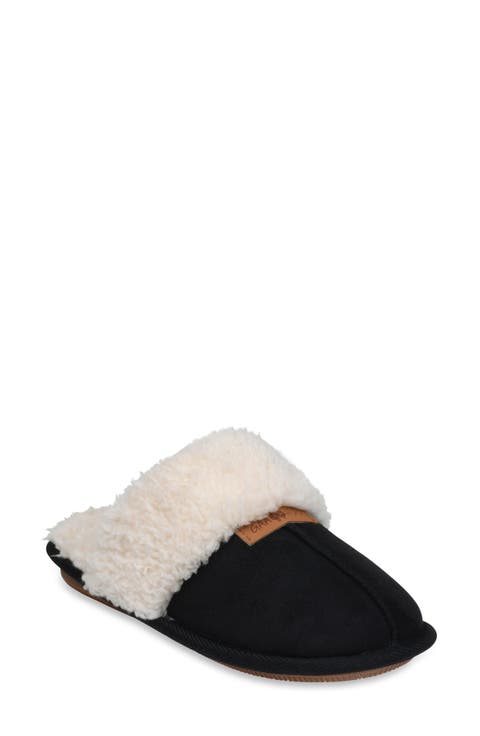 Faux Suede & Faux Shearling Lined Slipper