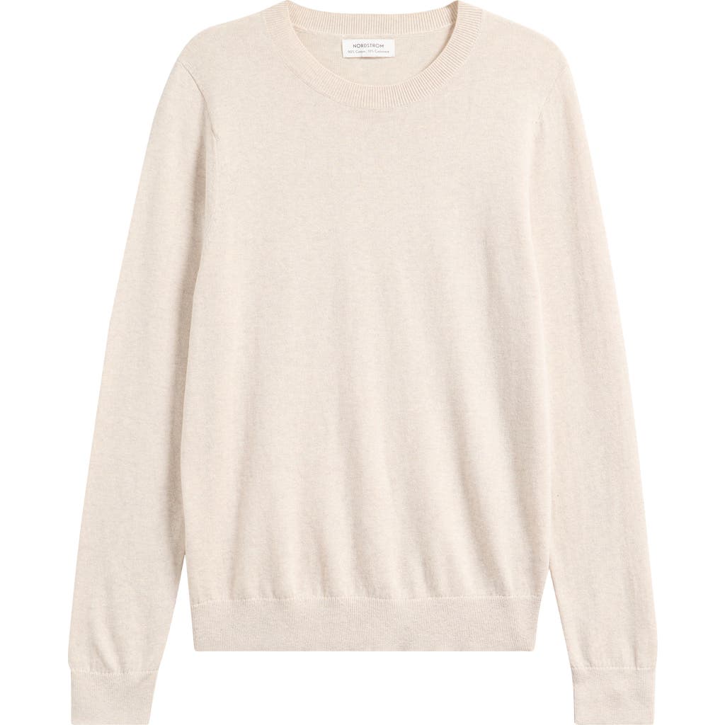 Nordstrom Crewneck Cotton & Cashmere Sweater In Neutral