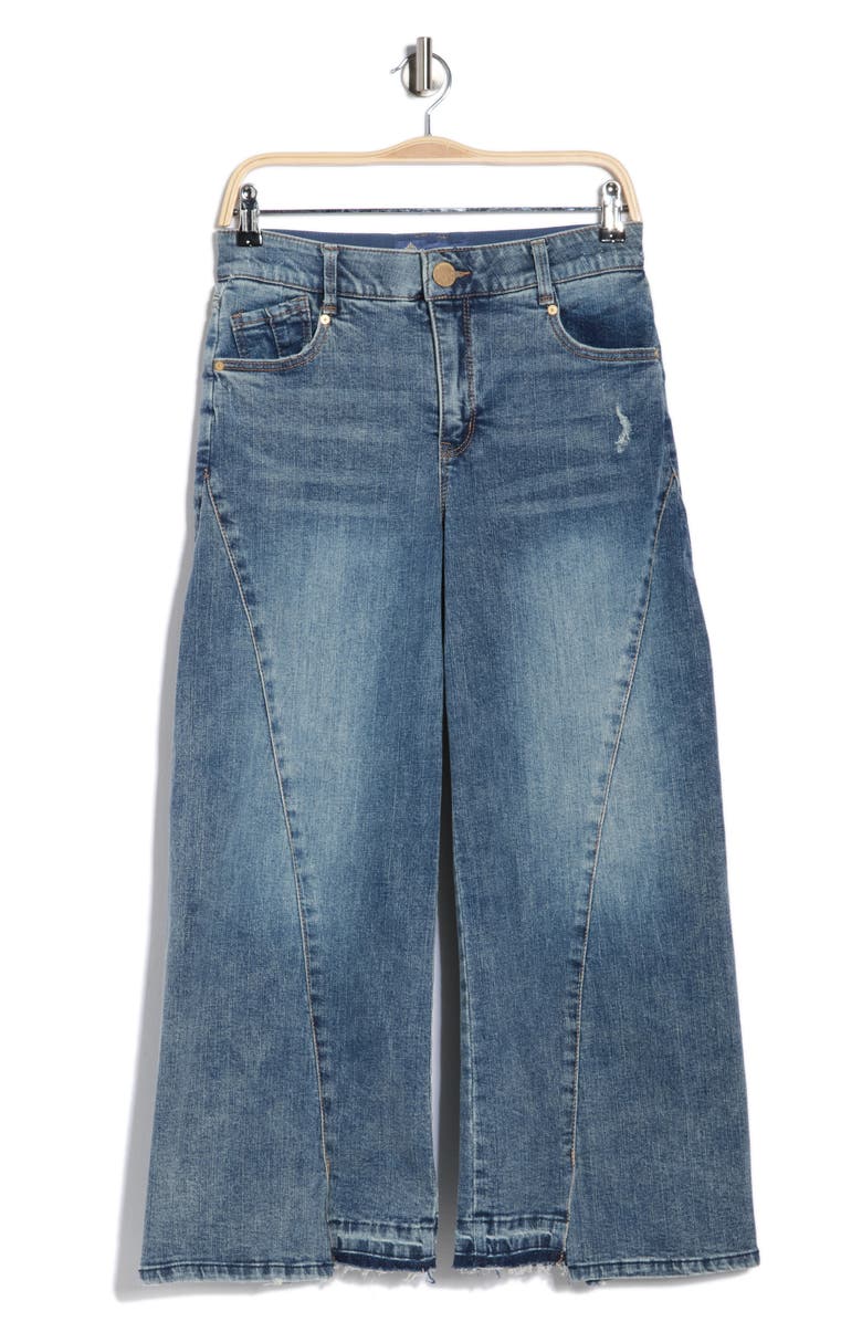 Democracy Relaxed Raw Hem Barrel Leg Jeans, Main, color, Mid Blue Artisanal