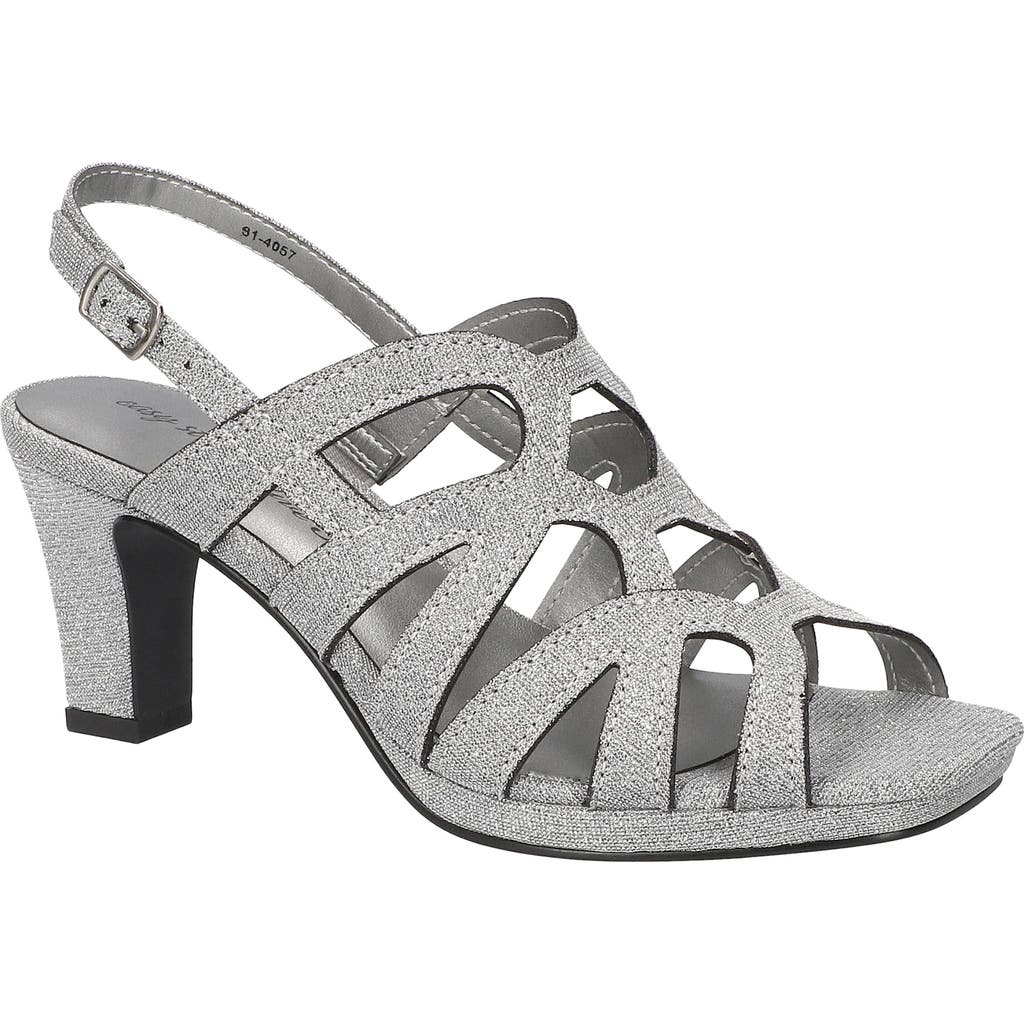 Easy Street Jetty Slingback Sandal In Silver Glitter