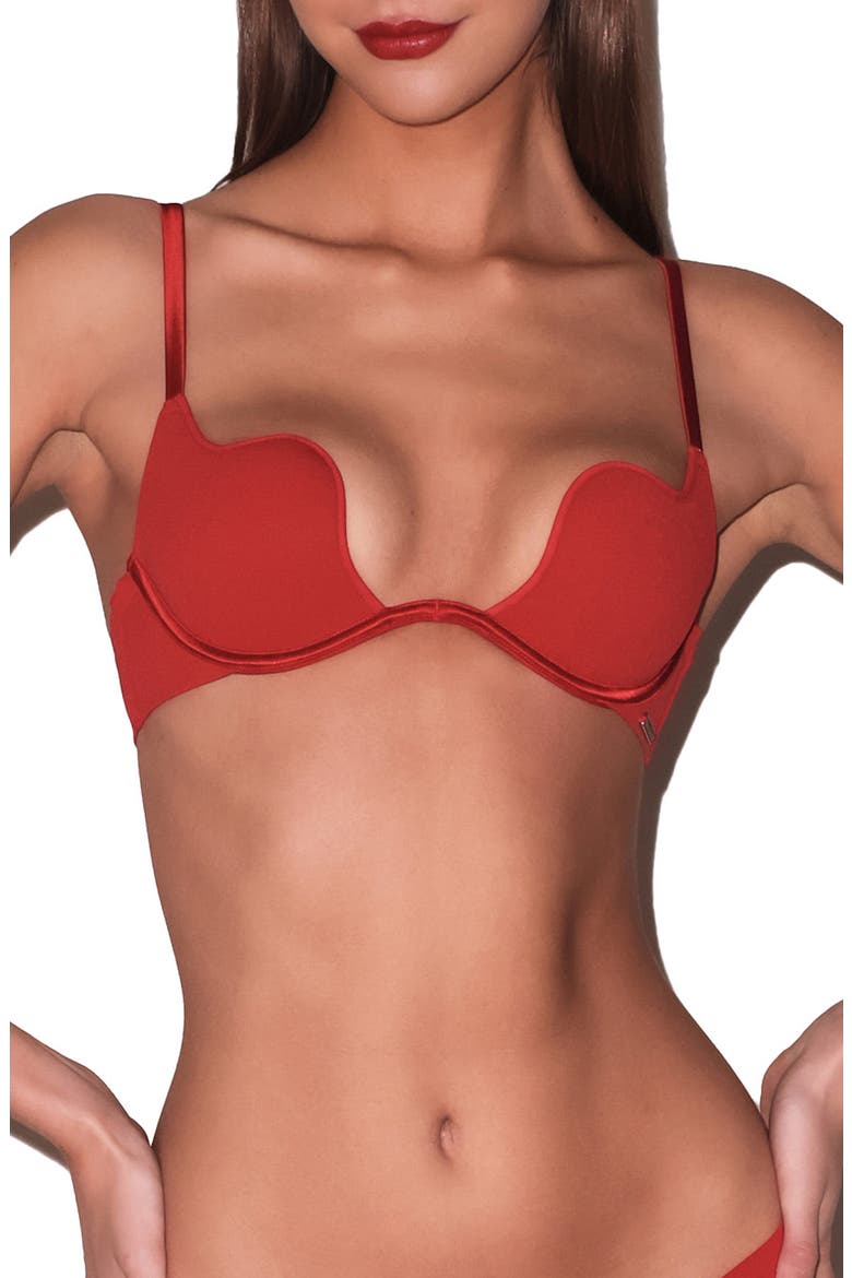 Le Stretch U-Neck Underwire Plunge Bra, Main, color, ROUGE
