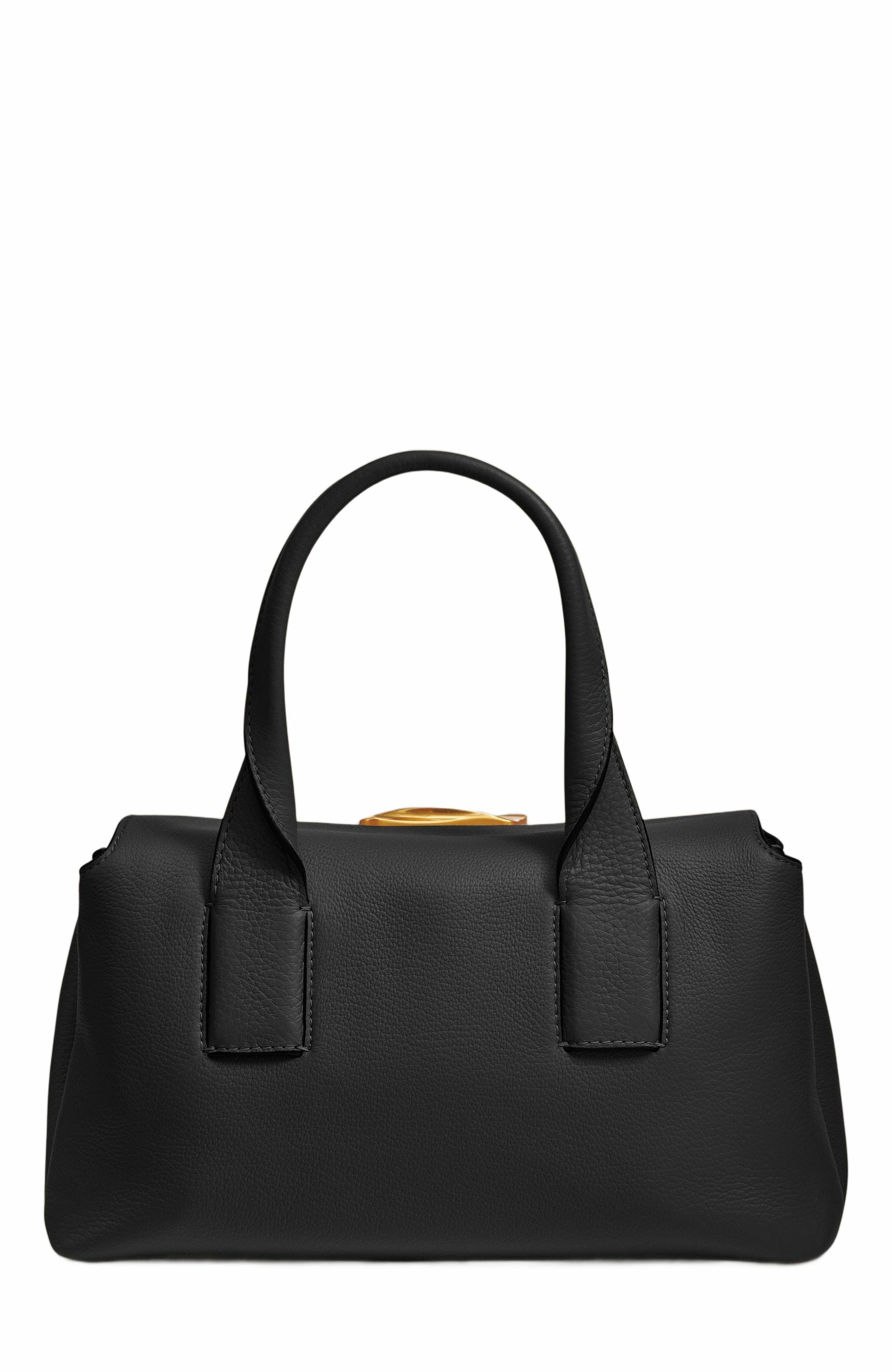 DONNA KARAN Amagansett Satchel, Alternate, color, Black/Gold