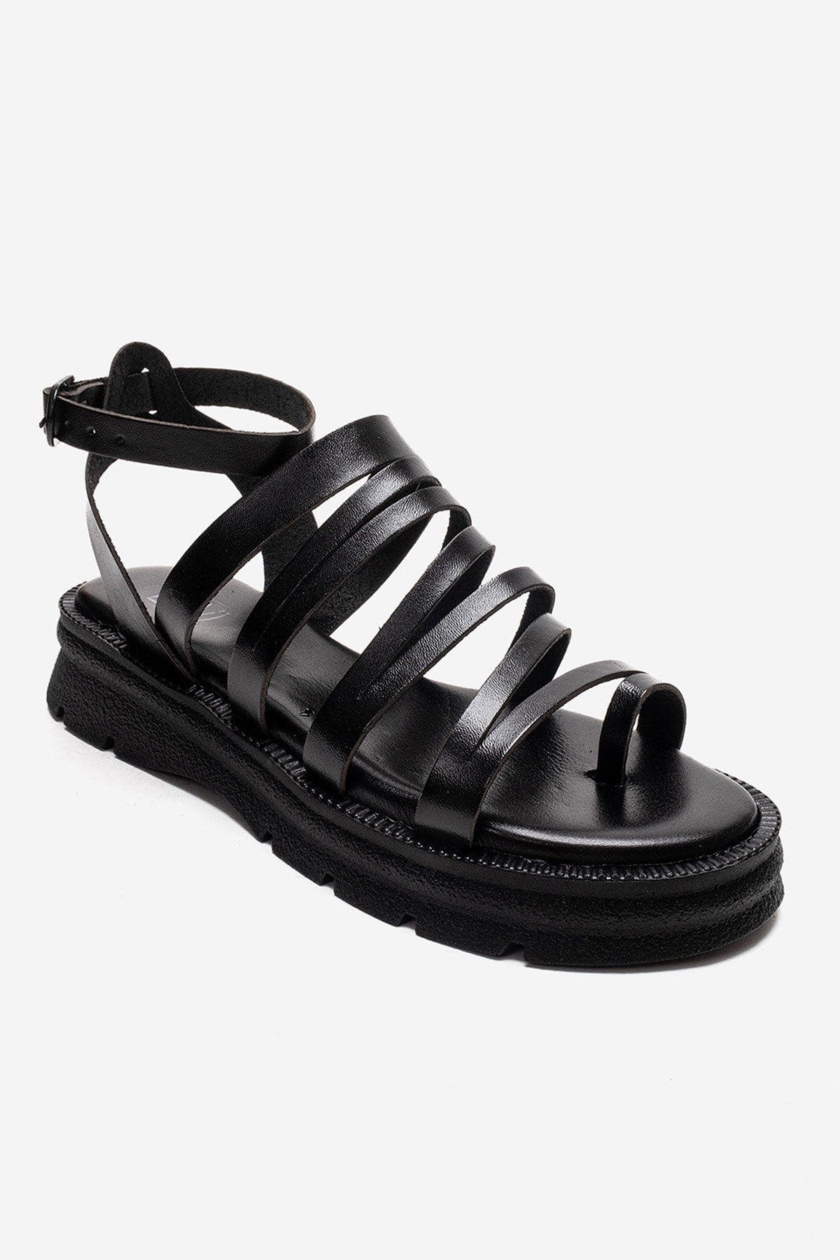 Forever & Always Shoes Pelsa Leather Multi Strap Sandal, Alternate, color, Black