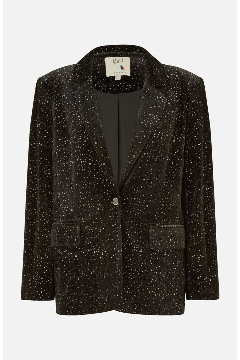 Velvet Sparkle Oversize Blazer, Alternate, color, Black