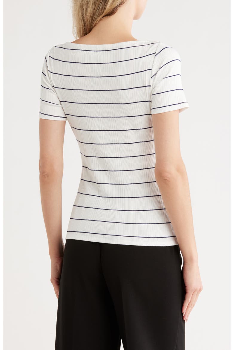 Stripe Boat Neck Short Sleeve Top, Alternate, color, BONE/ ECLIPSE