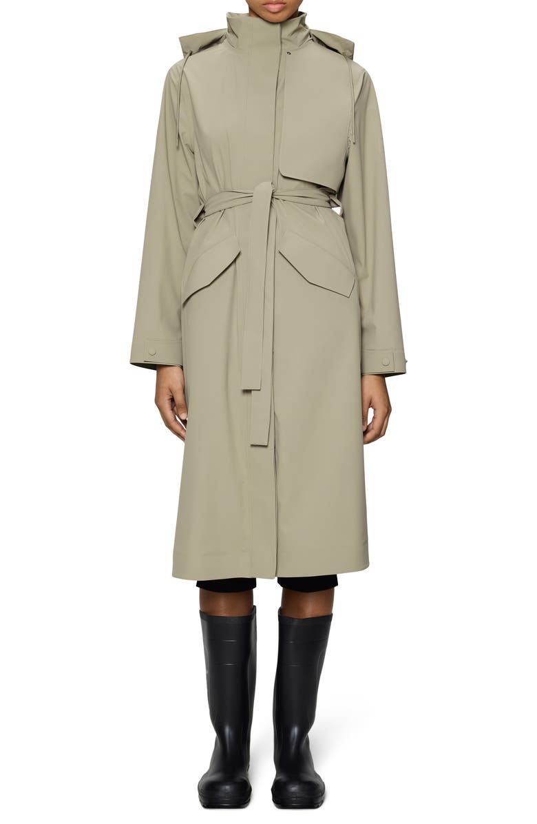 Rains Suva Waterproof Hard Shell Rain Coat with Removable Hood, Main, color, Beige