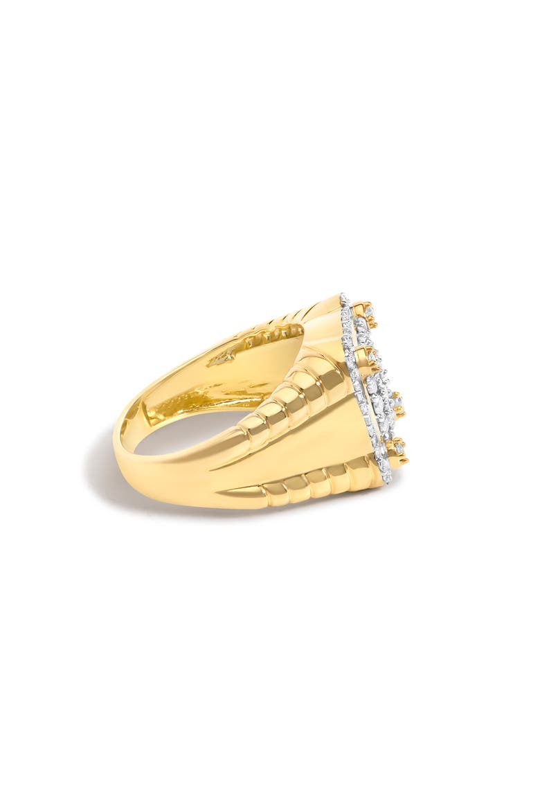 Men's 14K Yellow Gold Plated Sterling Silver 1.0 Cttw Diamond Square Motif Band Ring, Alternate, color, Yellow Gold over Silver