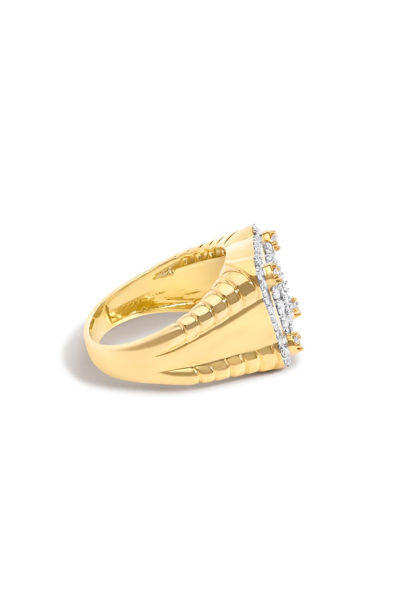 Haus of Brilliance Men's 14K Yellow Gold Plated Sterling Silver 1.0 Cttw Diamond Square Motif Band Ring, Alternate, color, Yellow Gold Over Silver