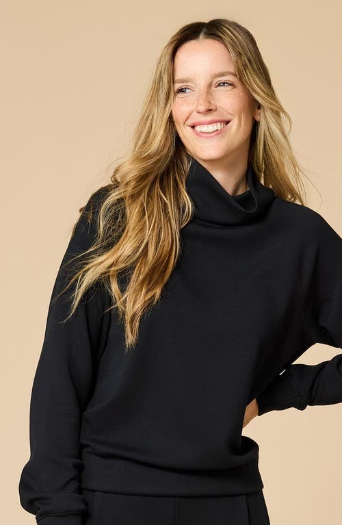 Softies Athleisure Mock Neck And Pleated Pant Set In Black