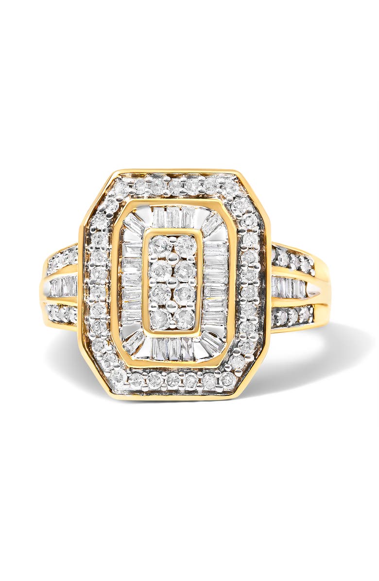Haus of Brilliance 10K Gold 1.0 Cttw Diamond Double Halo Frame Cocktail Ring, Main, color, Yellow Gold