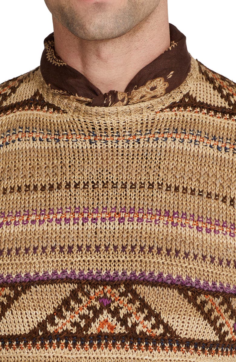 Ralph Lauren Purple Label Geometric Stripe Linen & Silk Sweater, Alternate, color,