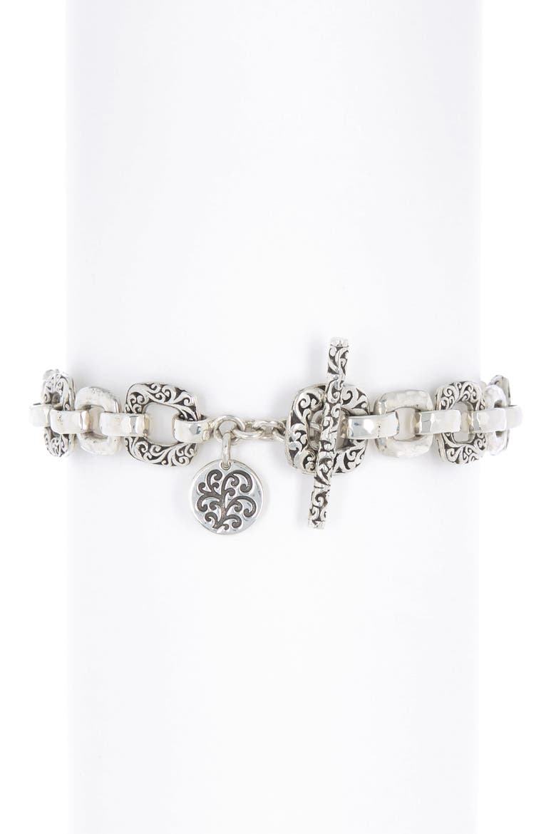 LH SCROLL SQUARE TAPERED BRAC, Alternate, color, SILVER