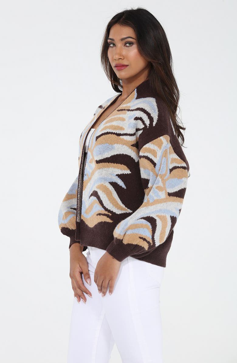 RAIN AND ROSE Abstract Jacquard Knit Cardigan, Alternate, color, Multi