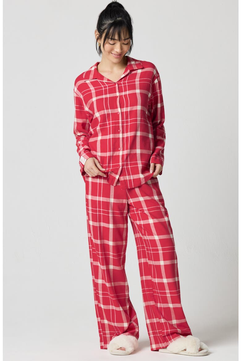 Cozy Flannel Sleep Shirt, Alternate, color, SCARLET BALLERINA PLAID