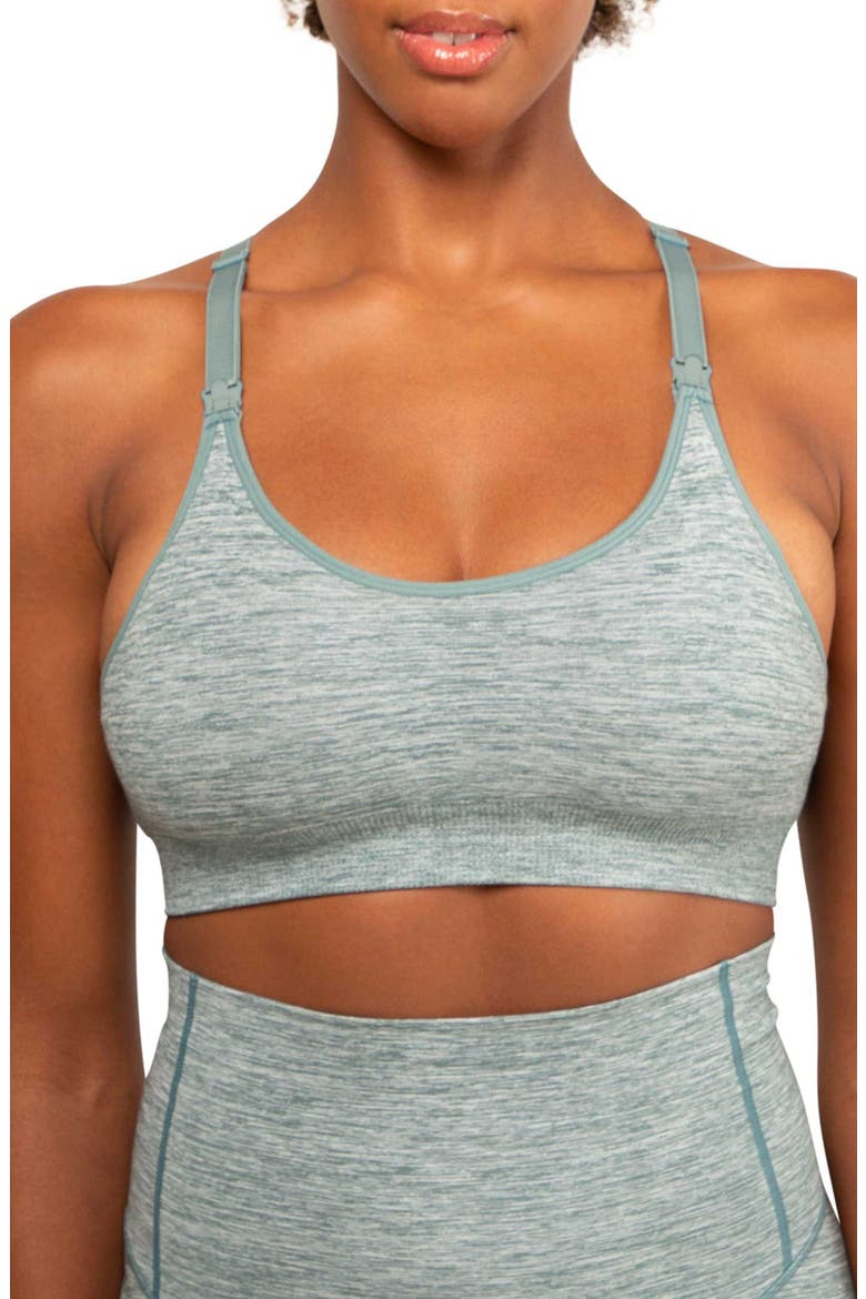 Layla Yoga Racer Back Nursing bra, Main, color, TEAL MELANGE